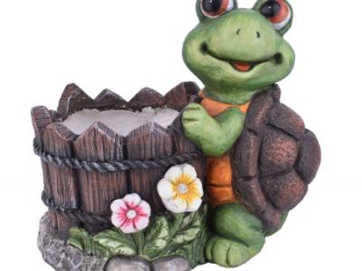 Colorful Planter Log Turtle 11"H