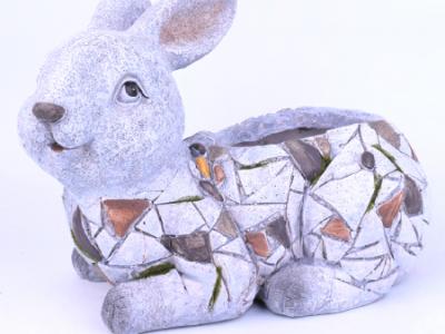 Mosaic Rabbit Planter 9.45" H